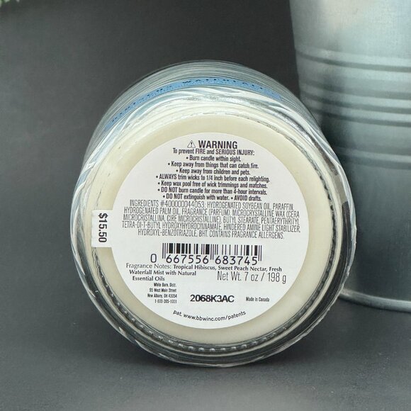 BBW Hibiscus Waterfall White Barn Bath & Body Works Mason Jar Single Wick Candle - Picture 9 of 10